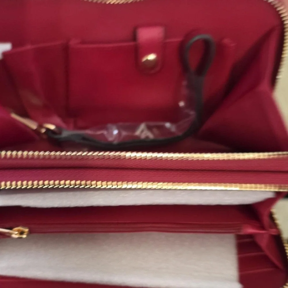 Jessica Moore Double Zipper Berry Zip-Around Women's Wallet with Card Holder